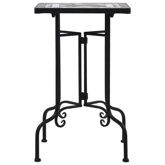 Petite Table Carrée Mosaïque d'Extérieur en Fer et Céramique Noir et Blanc Déco Jardin – ComfortXL Outdoor Living - Image 2