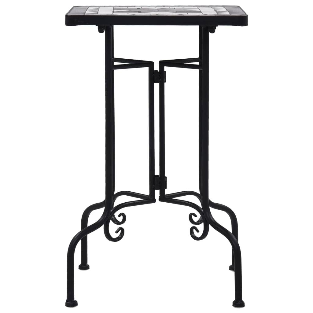 Petite Table Carrée Mosaïque d'Extérieur en Fer et Céramique Noir et Blanc Déco Jardin – ComfortXL Outdoor Living - Imagen 2