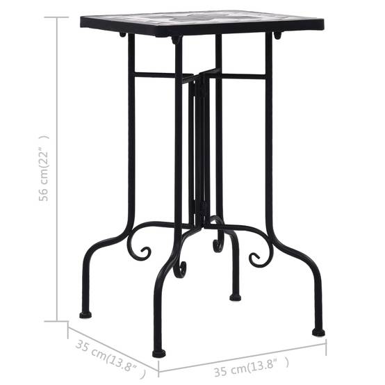 Petite Table Carrée Mosaïque d'Extérieur en Fer et Céramique Noir et Blanc Déco Jardin – ComfortXL Outdoor Living - Image 7