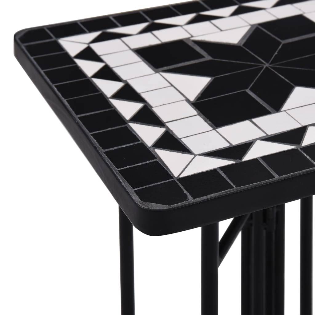 Petite Table Carrée Mosaïque d'Extérieur en Fer et Céramique Noir et Blanc Déco Jardin – ComfortXL Outdoor Living - Imagen 5