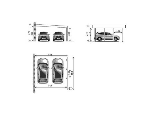 Carport Adosse Bois RIVERSIDE - 2 Voiture - 548 x 550 - Abri 2 Voitures - Image 4
