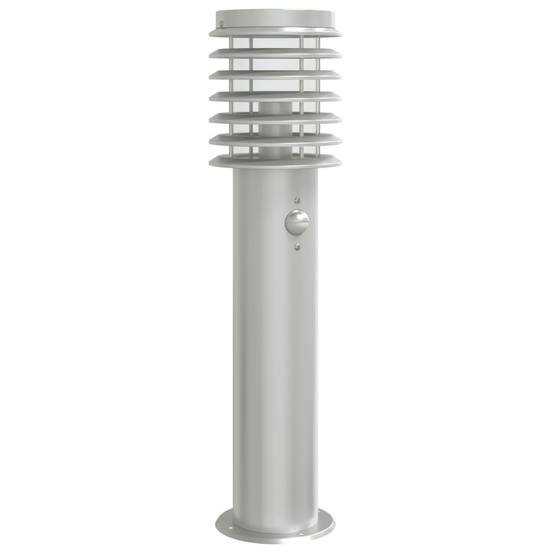 Lampadaire de jardin - Lampadaire d'extérieur avec capteur argenté acier inoxydable-JU1051 - Image 1