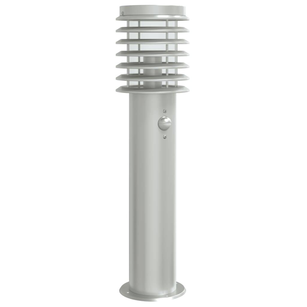 Lampadaire de jardin - Lampadaire d'extérieur avec capteur argenté acier inoxydable-JU1051 - Image 1