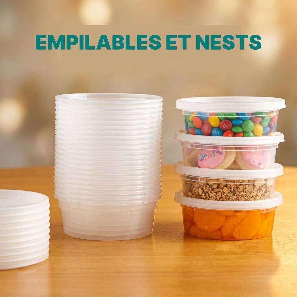 48 contenants plastiques étanches avec couvercles (préparation repas, restes) - Image 3