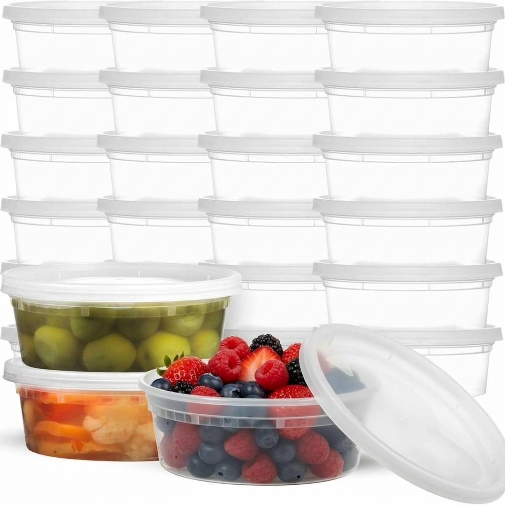 48 contenants plastiques étanches avec couvercles (préparation repas, restes) - Image 1