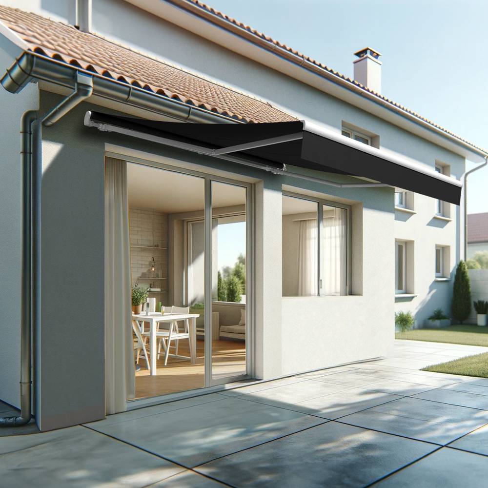 Store banne monobloc ESPAI 4,00x3,00m (Manuelle - Noir - Blanc) - Alia Productions - Imagen 1