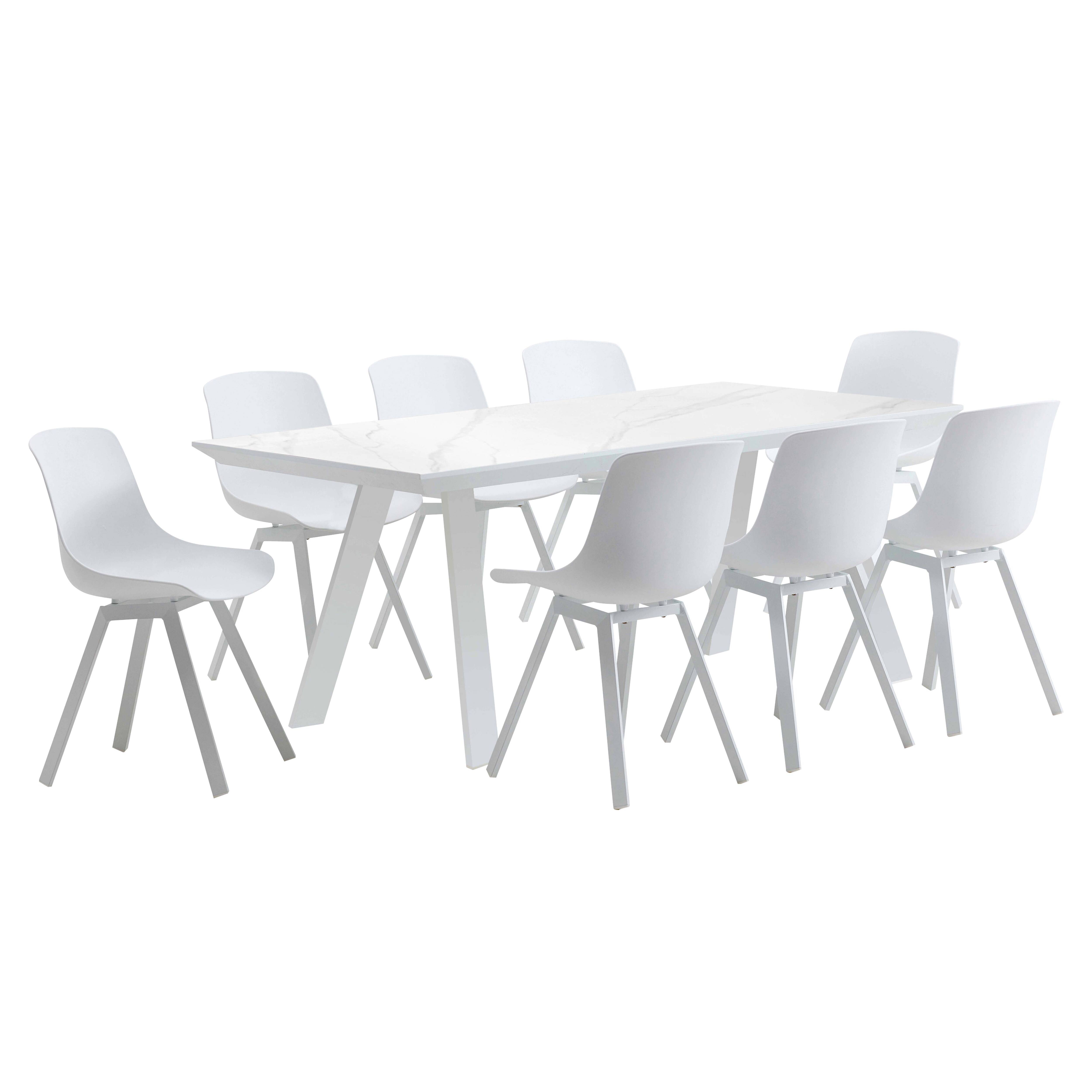 Oviala - Ensemble table de jardin rectangulaire blanc et 8 chaises blanc Samoa - Oviala - Image 1
