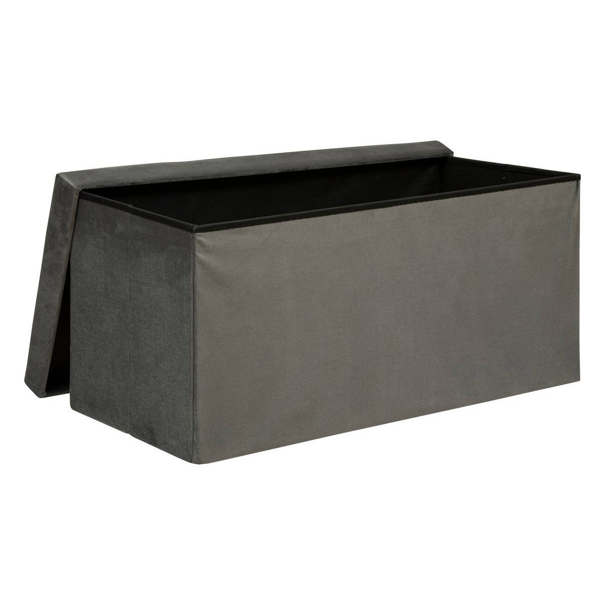 Atmosphera - Pouf pliant double "Lilou" en velours 76x38cm gris - Atmosphera Créateur d'intérieur - Imagen 3