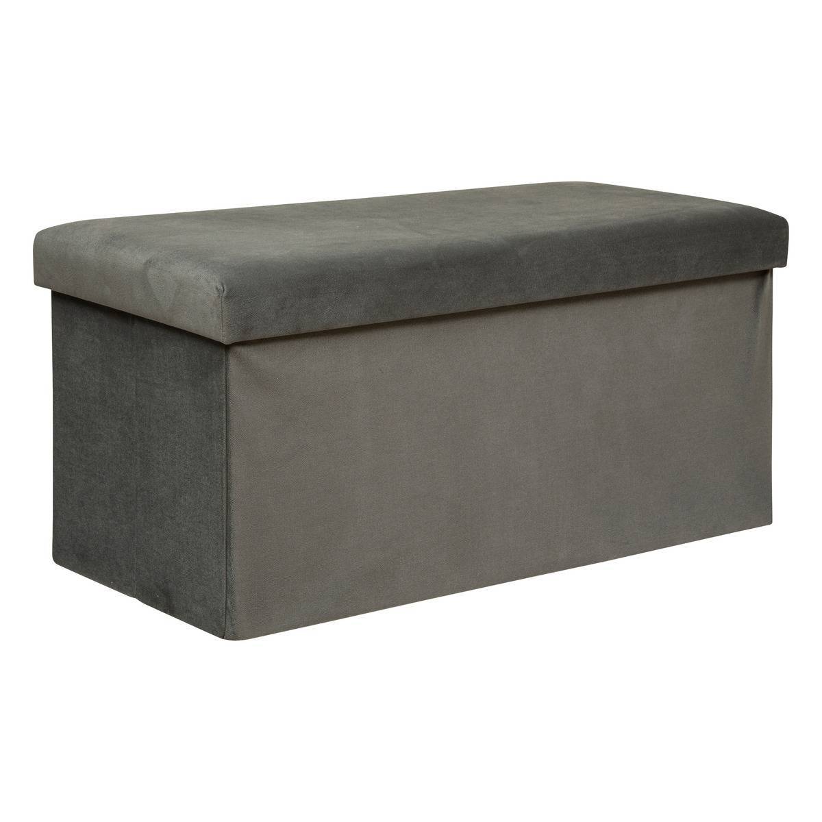 Atmosphera - Pouf pliant double "Lilou" en velours 76x38cm gris - Atmosphera Créateur d'intérieur - Image 1