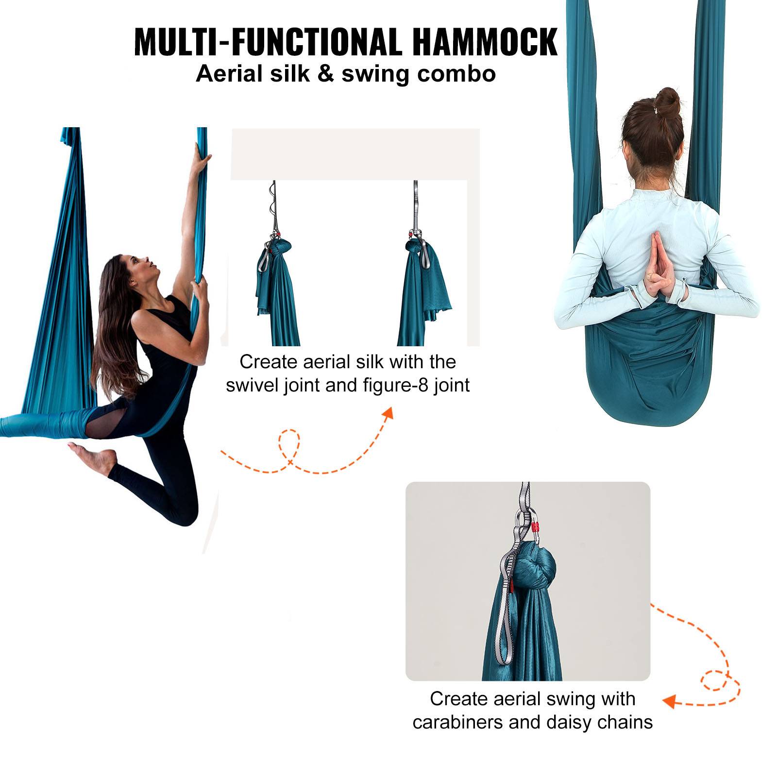 Hamac De Yoga Aérien F.Life - Soie Violette Unisexe Adulte - Fixation Simple/double Point - Occasion