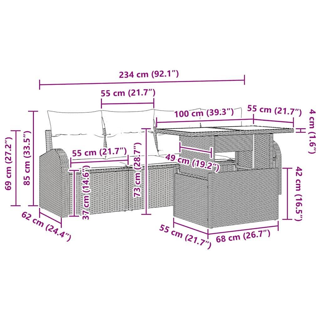 Salon de jardin 4 places poly rotin pieds réglables design modulable pour jardin terrasse Noir et coussins Noirs – ComfortXL Outdoor Living - Image 8