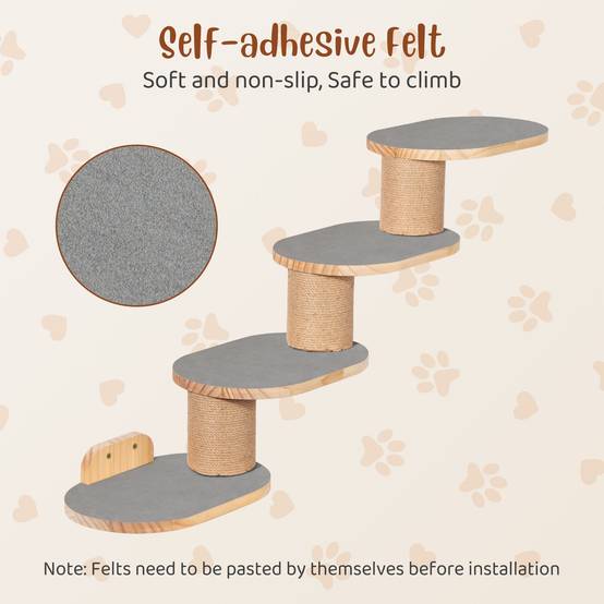 Todeco Mur d'escalade pour chat mural avec escalier pour chat et hamac pour chat, mur d'escalade à quatre niveaux avec rayures en jute pour chats et - Image 7