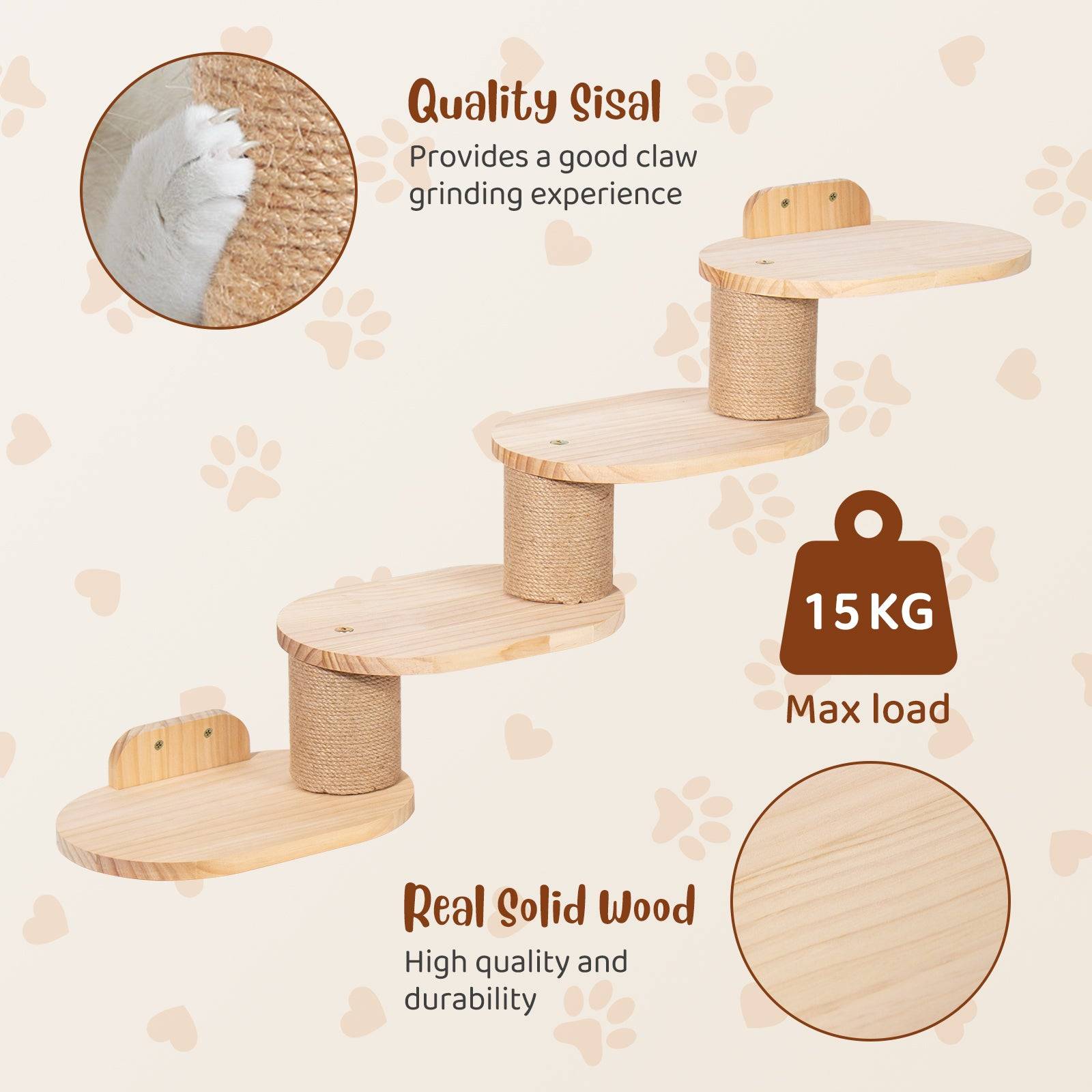 Todeco Mur d'escalade pour chat mural avec escalier pour chat et hamac pour chat, mur d'escalade à quatre niveaux avec rayures en jute pour chats et - Image 6