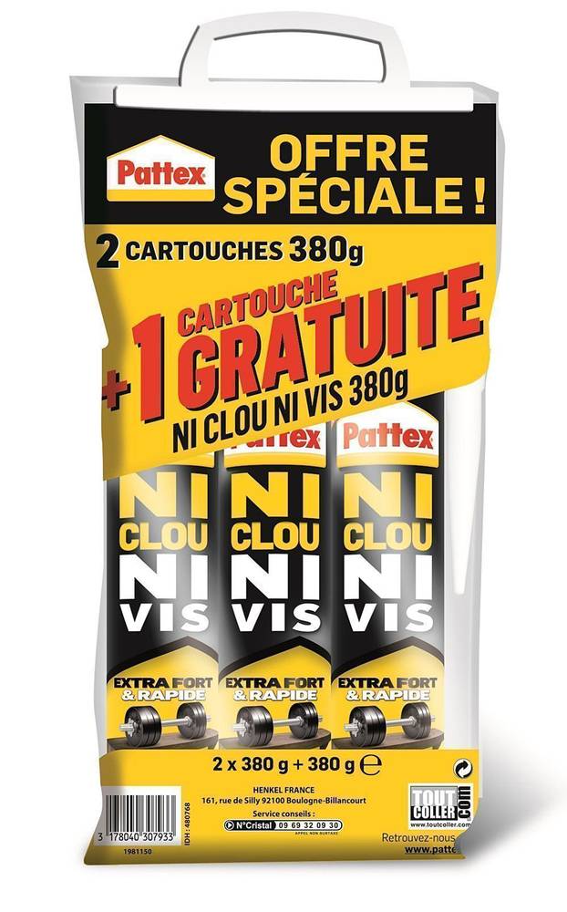 Pattex - NCNV LOT 2X380GR +1 X380G GRATUIT - Image 1
