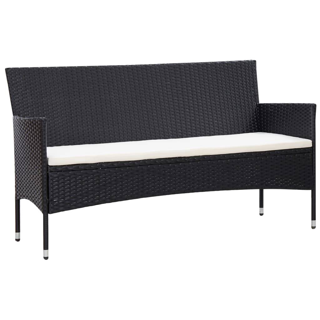 Helloshop26 - Salon de jardin meuble d'extérieur ensemble de mobilier 4 pièces avec coussins résine tressée noir - Imagen 4