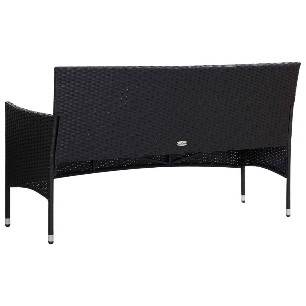 Helloshop26 - Salon de jardin meuble d'extérieur ensemble de mobilier 4 pièces avec coussins résine tressée noir - Imagen 6