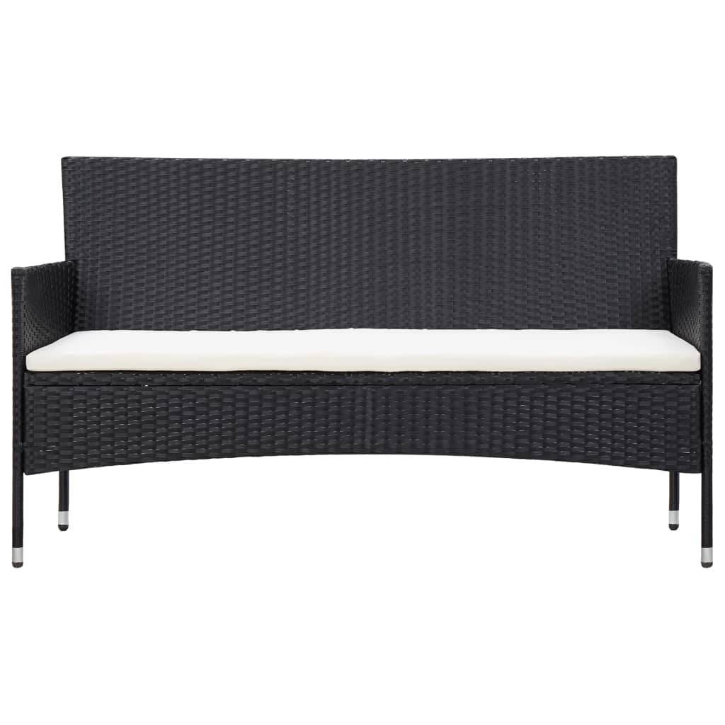Helloshop26 - Salon de jardin meuble d'extérieur ensemble de mobilier 4 pièces avec coussins résine tressée noir - Imagen 5