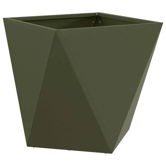 Helloshop26 - Lot de 2 jardinières modernes pour extérieur 50 x 50 x 50 cm design chic en acier vert olive - Image 2