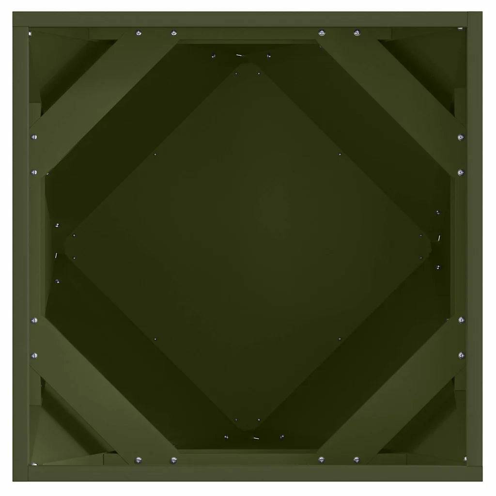 Helloshop26 - Lot de 2 jardinières modernes pour extérieur 50 x 50 x 50 cm design chic en acier vert olive - Image 4