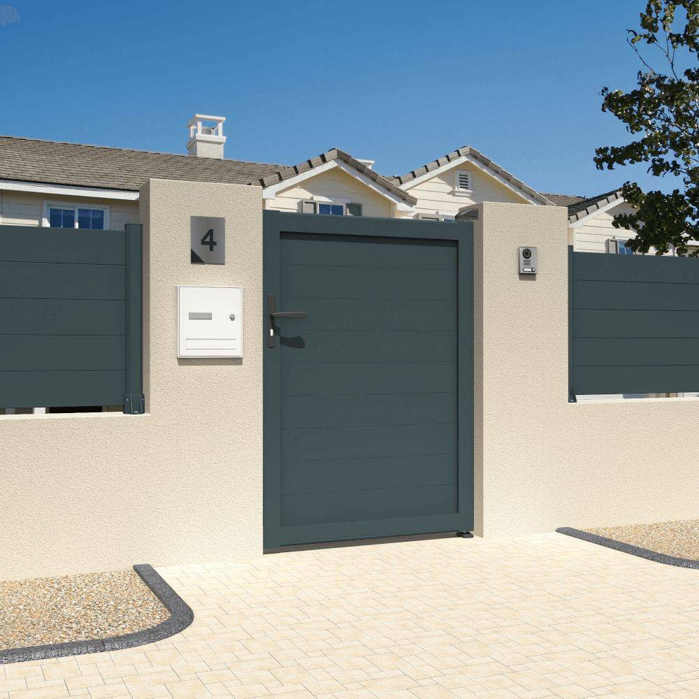 Intersun - Portillon plein L 1000 x H 1715 mm (Gris Anthracite) - INTERSUN - Imagen 2