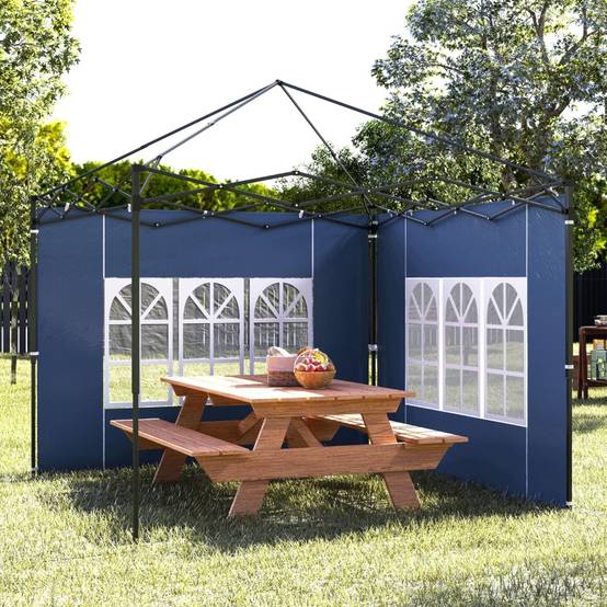 Panneau latéral tonnelle avec fenêtres protection extérieur 2,93x1,93m bleu - ComfortXL Outdoor Living - Image 8