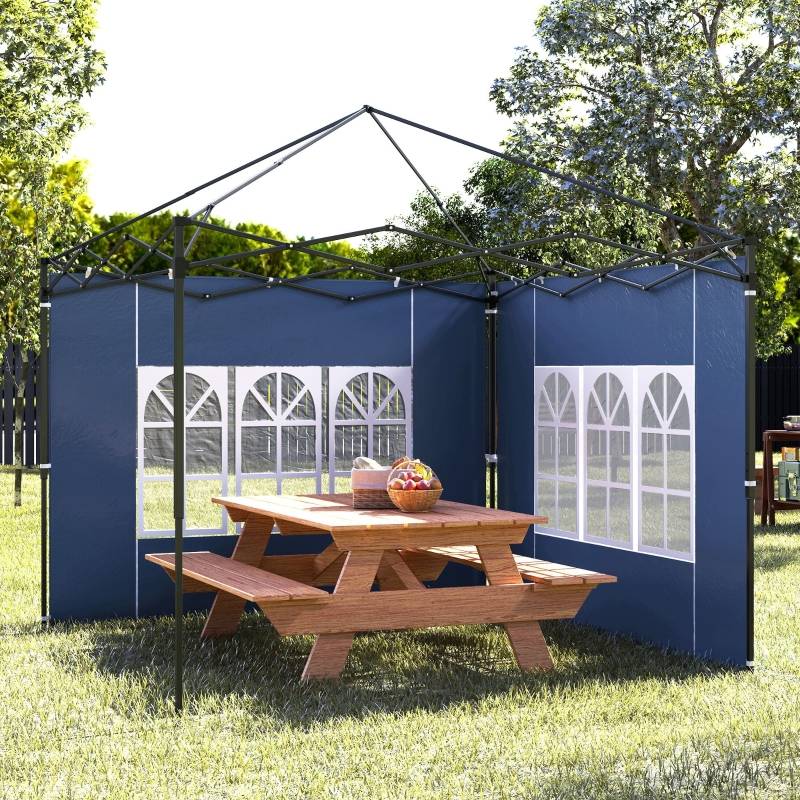 Panneau latéral tonnelle avec fenêtres protection extérieur 2,93x1,93m bleu - ComfortXL Outdoor Living - Image 8