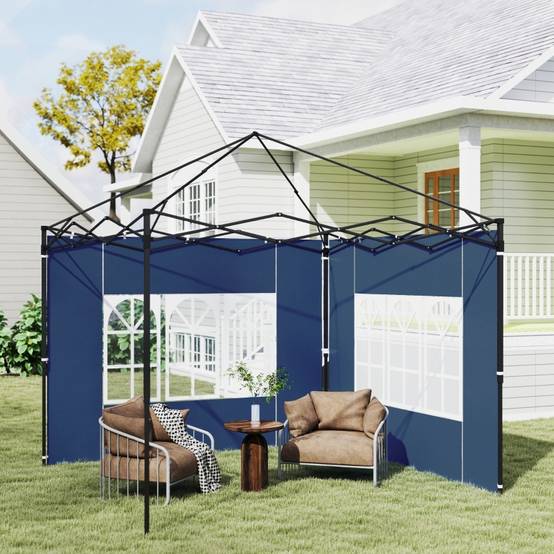Panneau latéral tonnelle avec fenêtres protection extérieur 2,93x1,93m bleu - ComfortXL Outdoor Living - Image 7