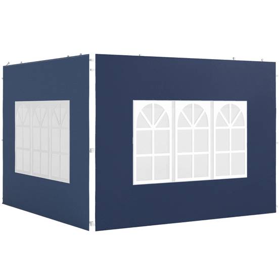 Panneau latéral tonnelle avec fenêtres protection extérieur 2,93x1,93m bleu - ComfortXL Outdoor Living - Image 2