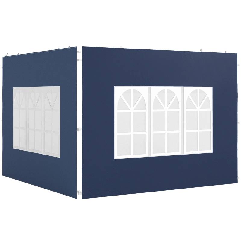 Panneau latéral tonnelle avec fenêtres protection extérieur 2,93x1,93m bleu - ComfortXL Outdoor Living - Image 2