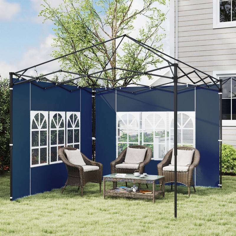 Panneau latéral tonnelle avec fenêtres protection extérieur 2,93x1,93m bleu - ComfortXL Outdoor Living - Image 1
