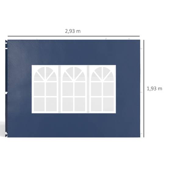Panneau latéral tonnelle avec fenêtres protection extérieur 2,93x1,93m bleu - ComfortXL Outdoor Living - Image 3