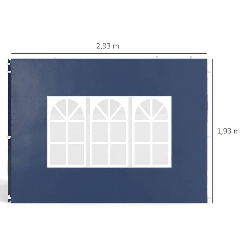 Panneau latéral tonnelle avec fenêtres protection extérieur 2,93x1,93m bleu - ComfortXL Outdoor Living - Image 3