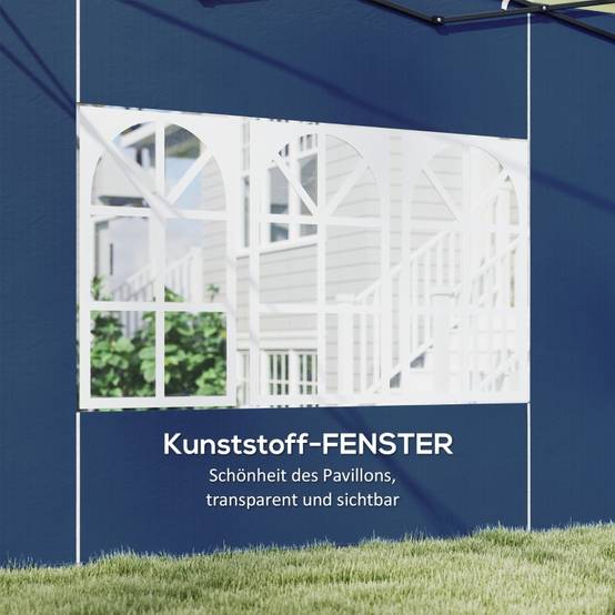 Panneau latéral tonnelle avec fenêtres protection extérieur 2,93x1,93m bleu - ComfortXL Outdoor Living - Image 6
