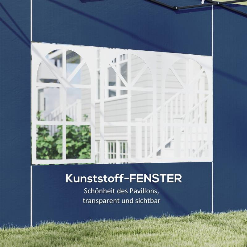 Panneau latéral tonnelle avec fenêtres protection extérieur 2,93x1,93m bleu - ComfortXL Outdoor Living - Image 6