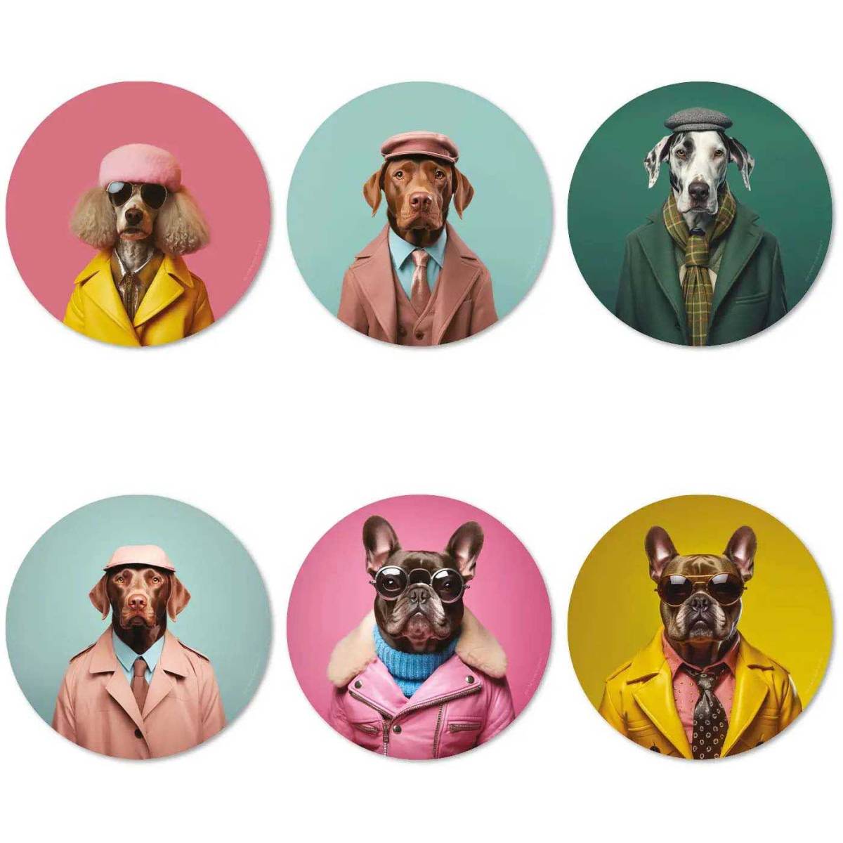 Ensemble sets de table et dessous de verre Funny Dogs Lot de 2 sets de table et 6 dessous de verre motifs assortis - Imagen 1
