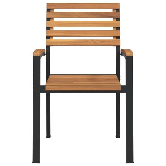 Chaises de jardin empilables bois d'acacia et métal 56 x 54,5 x 87 cm, Poids :14.6kg - PANGIVO - Image 4