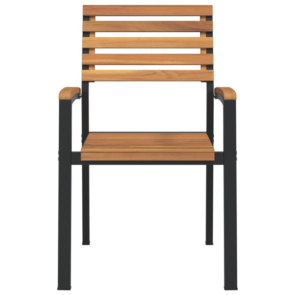 Chaises de jardin empilables bois d'acacia et métal 56 x 54,5 x 87 cm, Poids :14.6kg - PANGIVO - Image 4