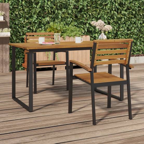 Chaises de jardin empilables bois d'acacia et métal 56 x 54,5 x 87 cm, Poids :14.6kg - PANGIVO - Image 1