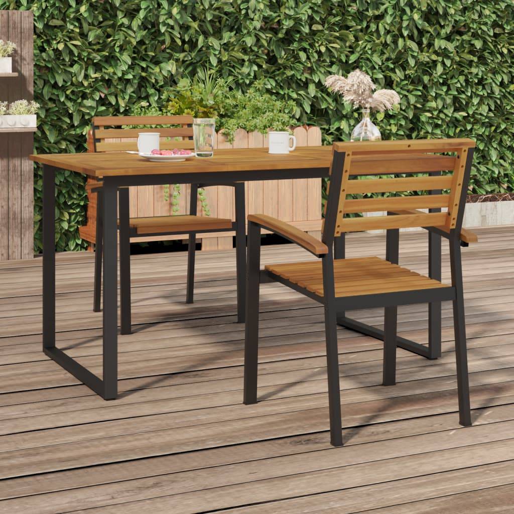 Chaises de jardin empilables bois d'acacia et métal 56 x 54,5 x 87 cm, Poids :14.6kg - PANGIVO - Image 1