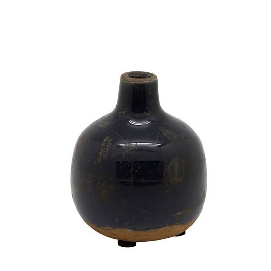 Vase Soliflore en céramique bleu marine 10x9cm - Image 2