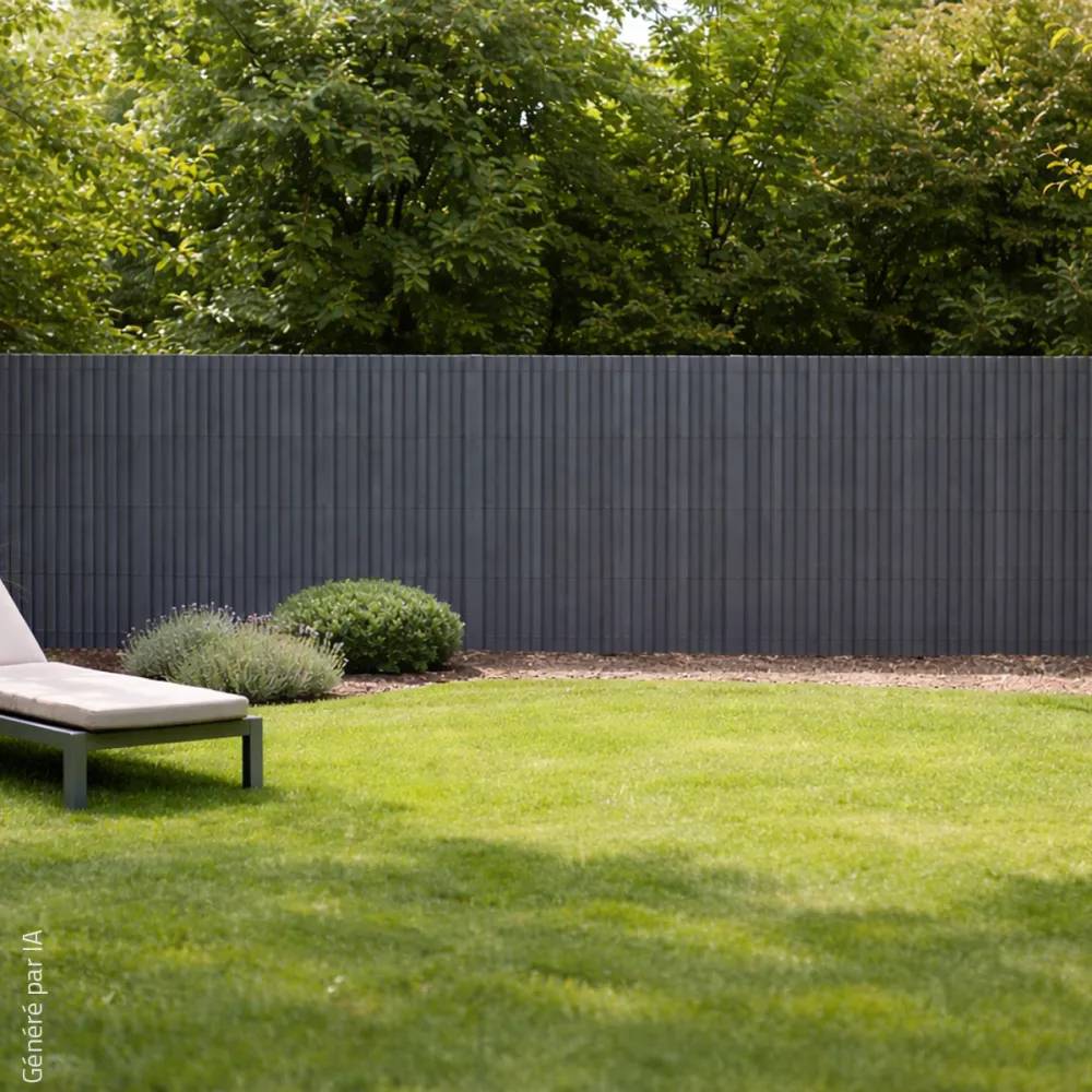 Canisse PVC double face grise 1,5 × 5 m avec kit de fixation - Image 1