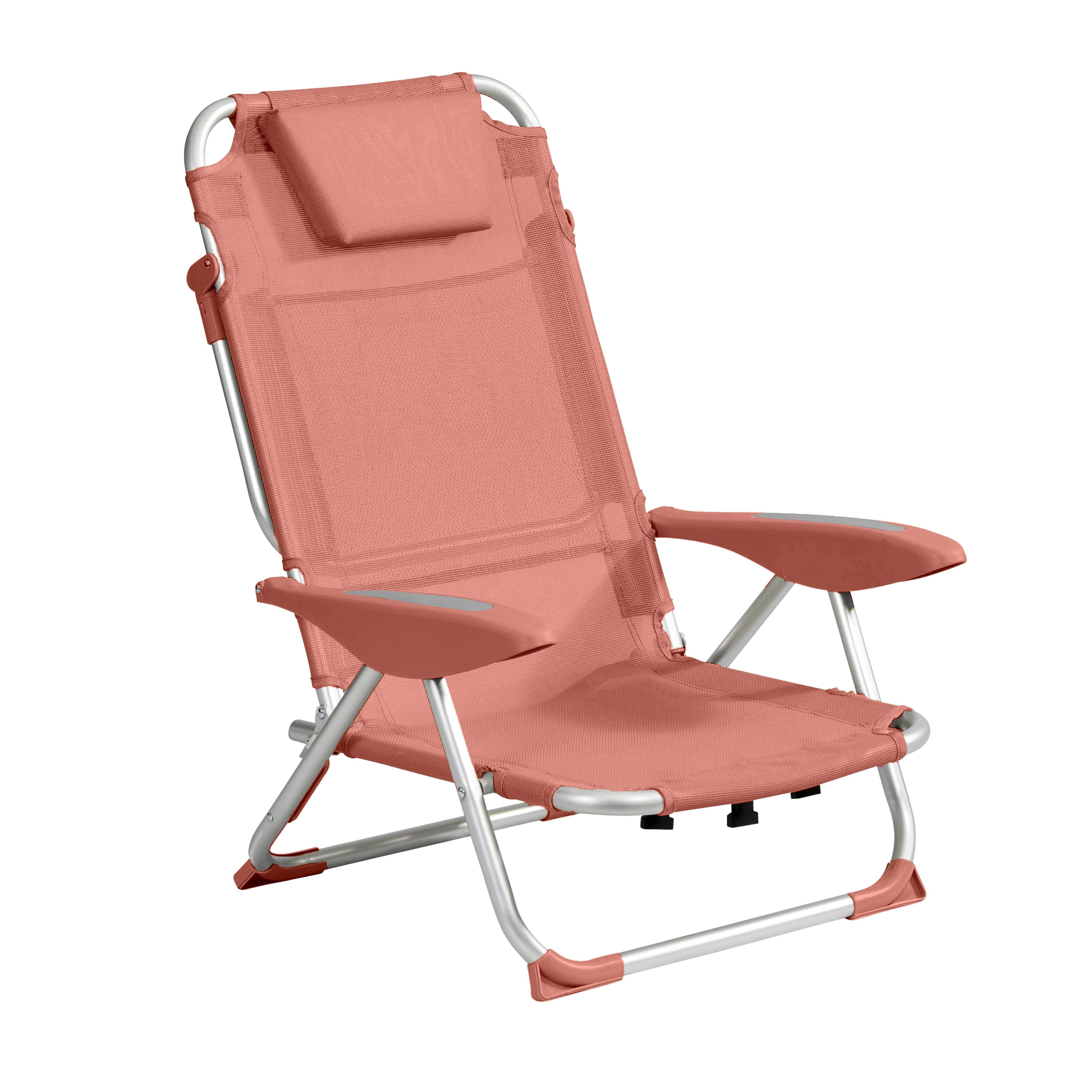 Oviala - Lot de 2 fauteuils clic clac des plages en polyester papaye Clic Clac des plages - Oviala - Image 3