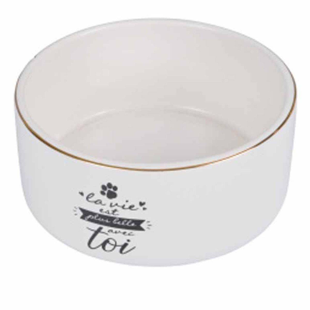 Gamelle pour Chien & Chat "La belle Vie" 13cm Blanc