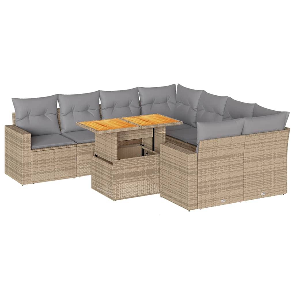 ComfortXL - Salon de jardin modulable 9 personnes résine tressée beige table transformable et rangements – ComfortXL Outdoor Living - Image 2