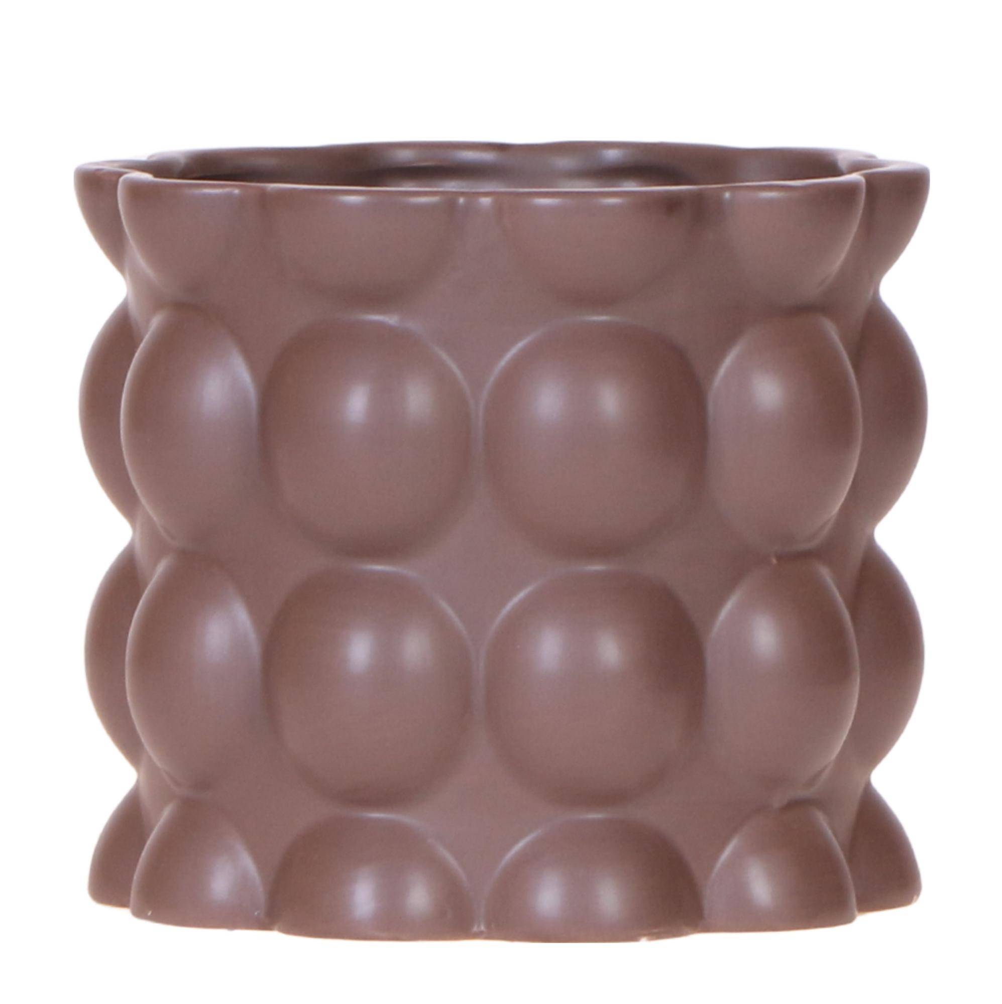 Cache-pot céramique mat texture bulles - douceur cosy - Pot de 12cm - brun - Image 1