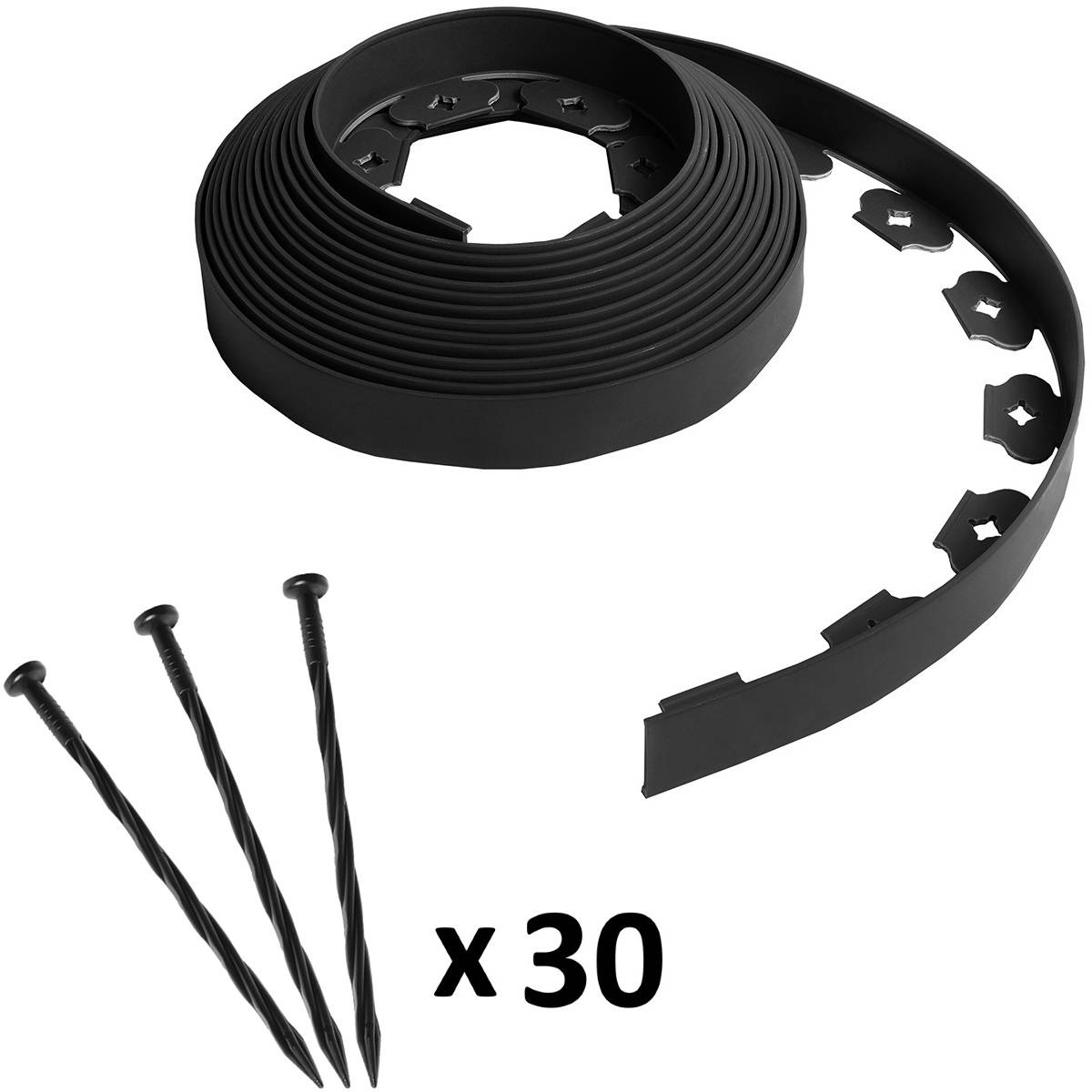 Gt Market - Bordure de jardin flexible noire - 4 cm x 10 mètres avec 30 piquets d'ancrage - GT MARKET - Image 1