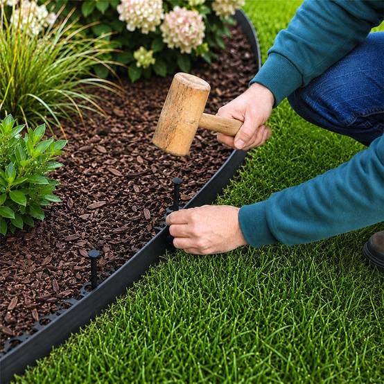 Gt Market - Bordure de jardin flexible noire - 4 cm x 10 mètres avec 30 piquets d'ancrage - GT MARKET - Image 2
