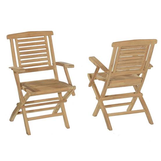 Teck'Attitude - Fauteuils de jardin pliants en teck massif Barbade (lot de 2) - TECK'Attitude - Imagen 1
