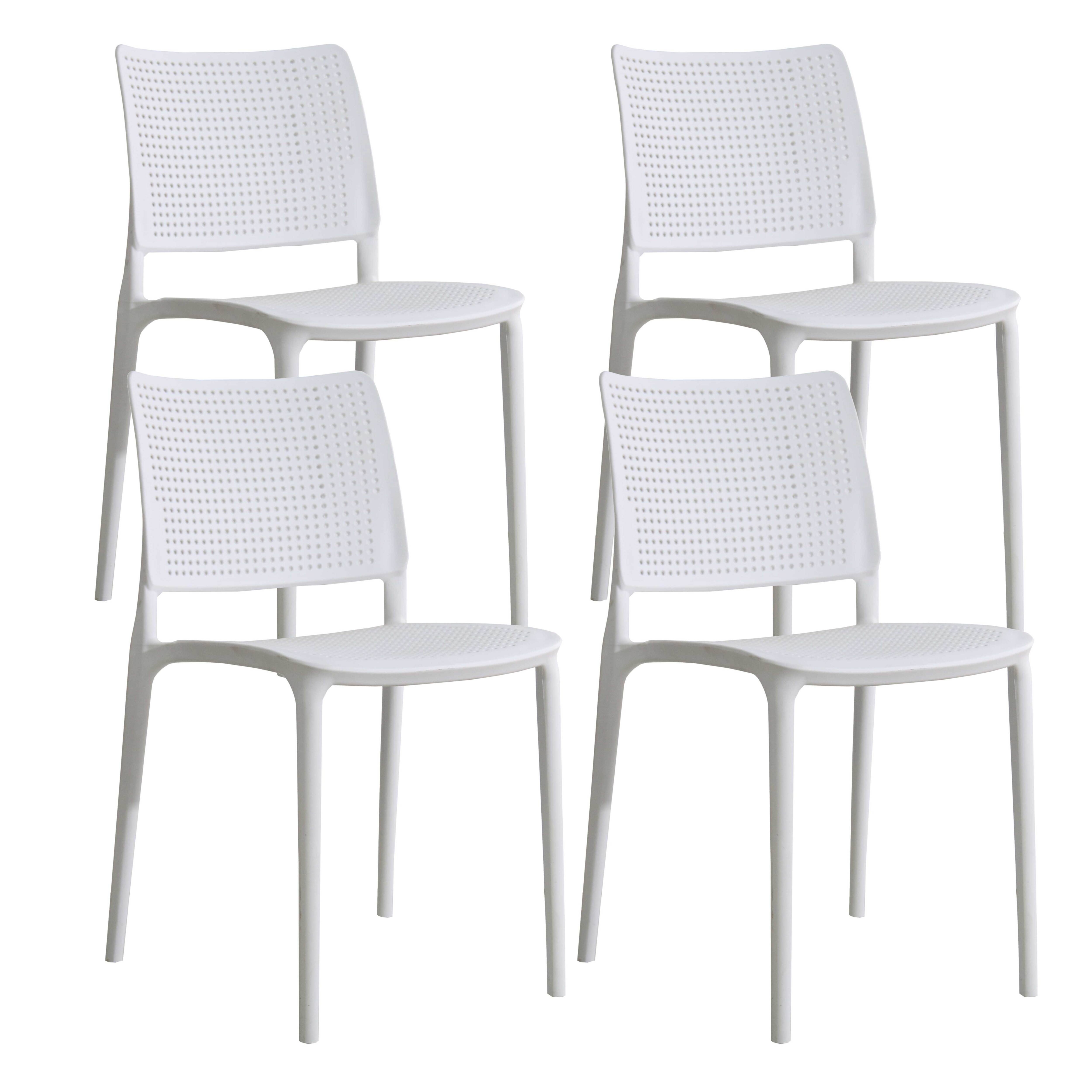 Oviala - Lot de 4 chaises de terrasse blanches en plastique Riga - Oviala - Imagen 1