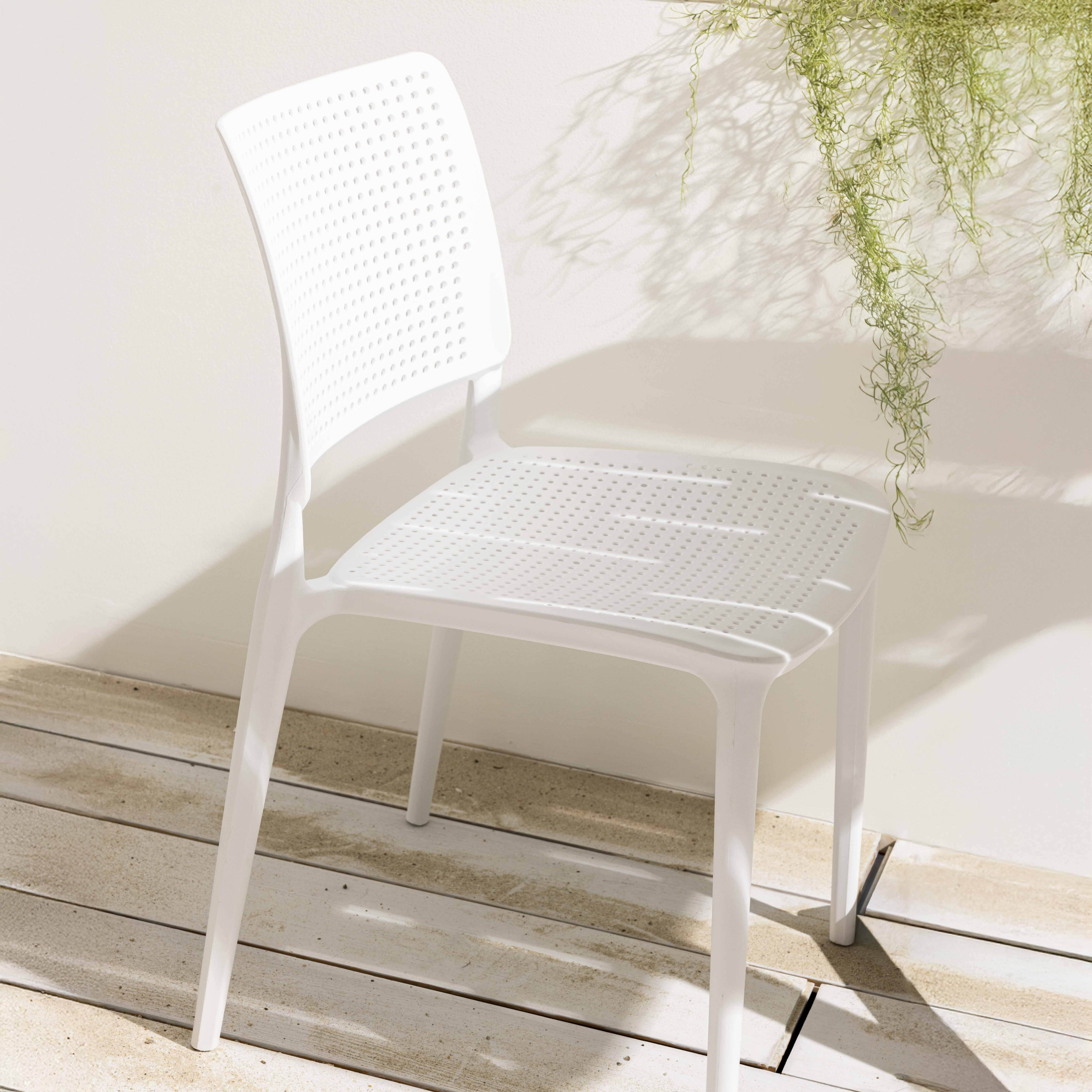 Oviala - Lot de 4 chaises de terrasse blanches en plastique Riga - Oviala - Imagen 2